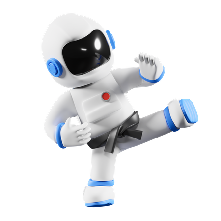 Astronauta haciendo karate  3D Illustration
