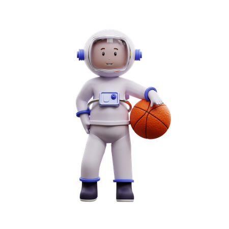 Astronauta jogando basquete  3D Illustration