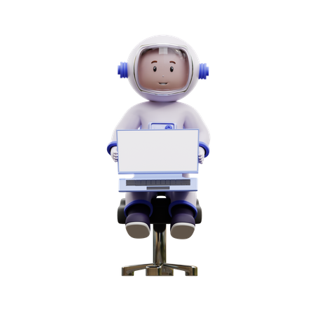 Astronauta jogando laptop  3D Illustration