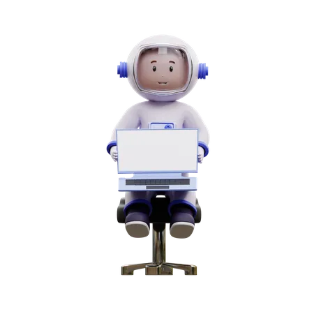 Astronauta jogando laptop  3D Illustration