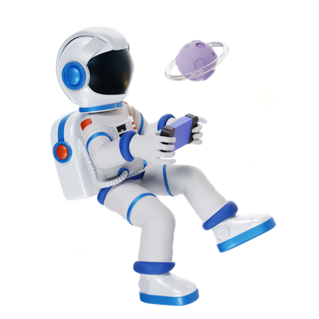 Astronauta jugando en el espacio  3D Illustration
