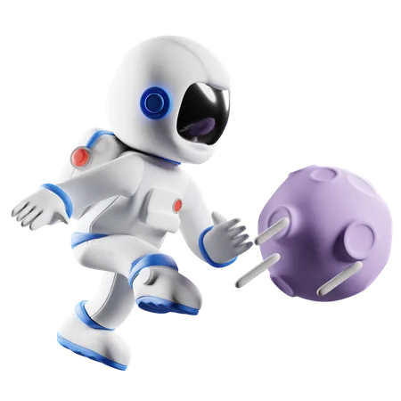 Astronauta jugando futbol  3D Illustration