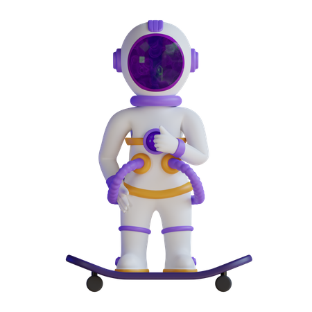 Astronauta jugando patineta  3D Illustration