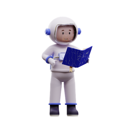 Astronauta leyendo un libro  3D Illustration