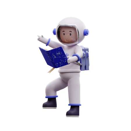 Astronauta leyendo un libro  3D Illustration