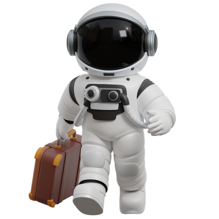 Astronauta llevando maleta  3D Illustration