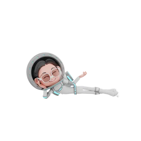 Astronauta masculino deitado no espaço  3D Illustration