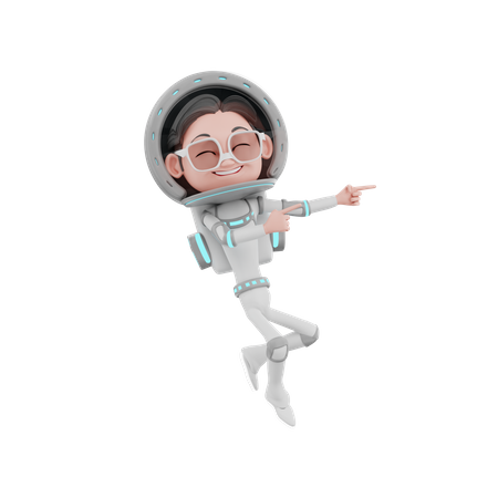 Astronauta masculino mostrando a mão no lado esquerdo  3D Illustration