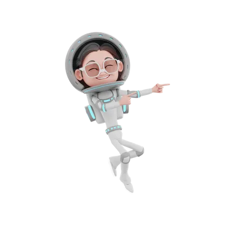 Astronauta masculino mostrando a mão no lado esquerdo  3D Illustration