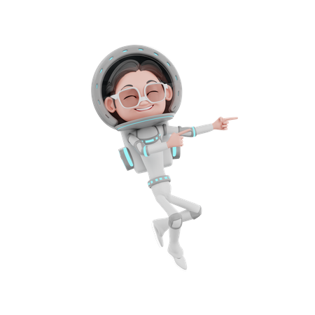 Astronauta masculino mostrando la mano en el lado izquierdo  3D Illustration