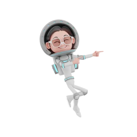 Astronauta masculino mostrando la mano en el lado izquierdo  3D Illustration