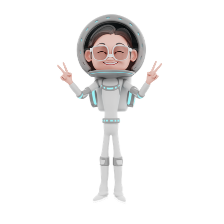 Astronauta masculino mostrando sinal de vitória  3D Illustration