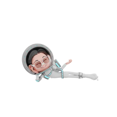 Astronauta masculino tirado en el espacio  3D Illustration