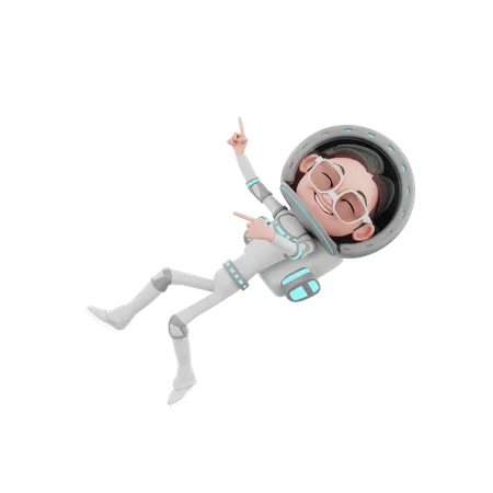 Astronauta masculino volando en el espacio  3D Illustration