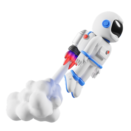 Astronauta viajando en jetpack  3D Illustration