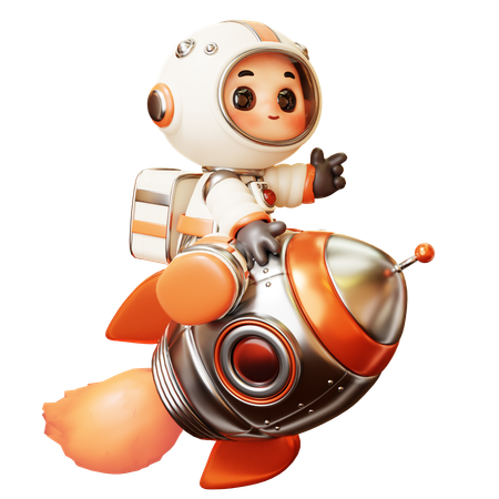 Astronauta montando foguete  3D Icon