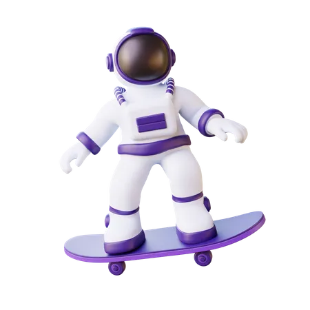 Astronauta montando patineta  3D Illustration