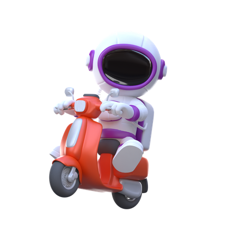 Astronauta montando scooter  3D Illustration