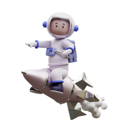 Astronauta andando de foguete  3D Illustration