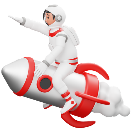 Astronauta montando un cohete  3D Illustration