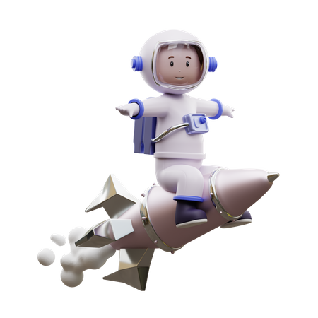 Astronauta montando un cohete  3D Illustration