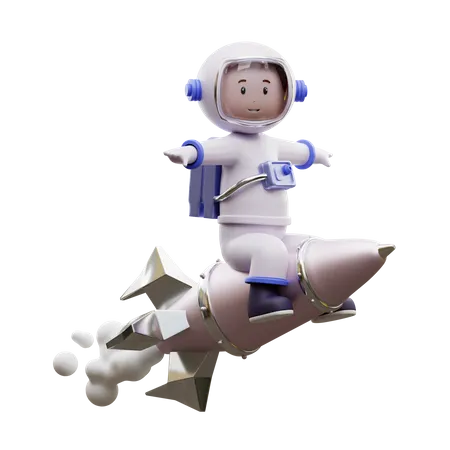 Astronauta montando un cohete  3D Illustration