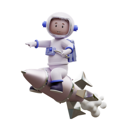 Astronauta montando un cohete  3D Illustration