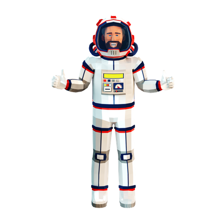Astronauta mostrando os polegares para cima  3D Illustration