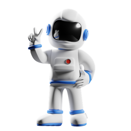 Astronauta mostrando el signo de la victoria  3D Illustration