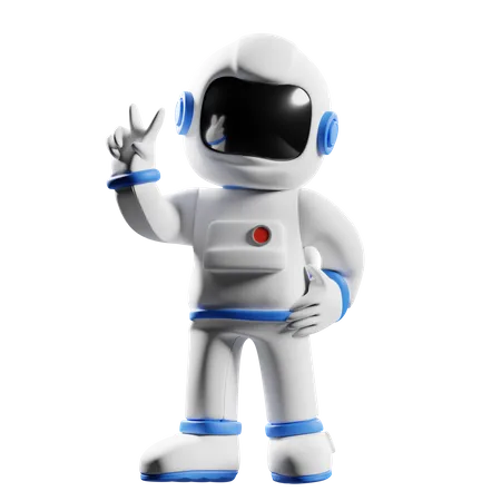 Astronauta mostrando el signo de la victoria  3D Illustration