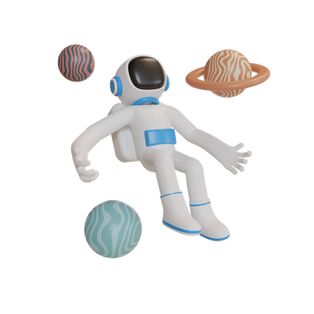 Astronauta na galáxia  3D Illustration