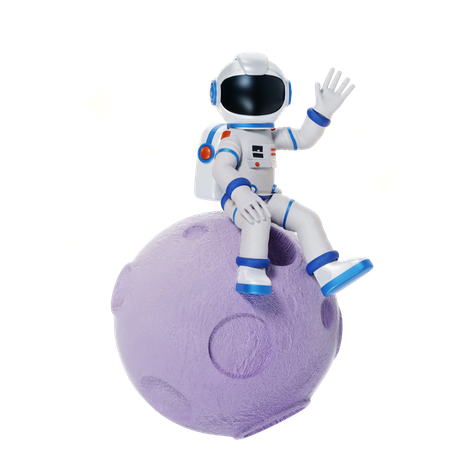 Astronauta na Lua  3D Illustration