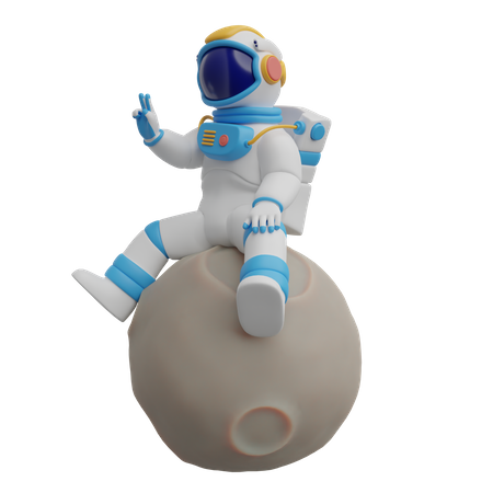 Astronauta na lua  3D Illustration