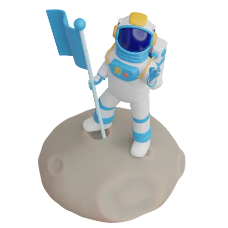 Astronauta na superfície da Lua  3D Illustration