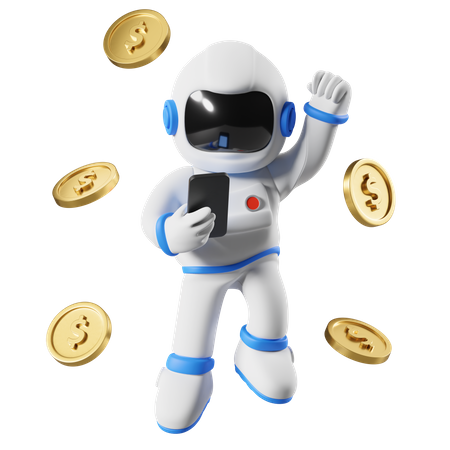 Astronauta obtendo lucro com investimento  3D Icon