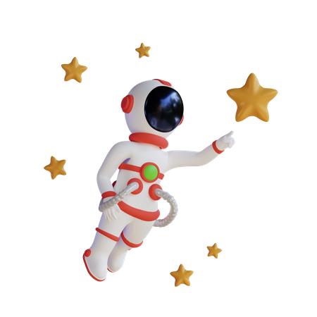 Astronauta pegando estrela no espaço  3D Illustration