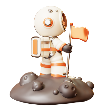 Astronauta plantando bandeira no planeta  3D Icon