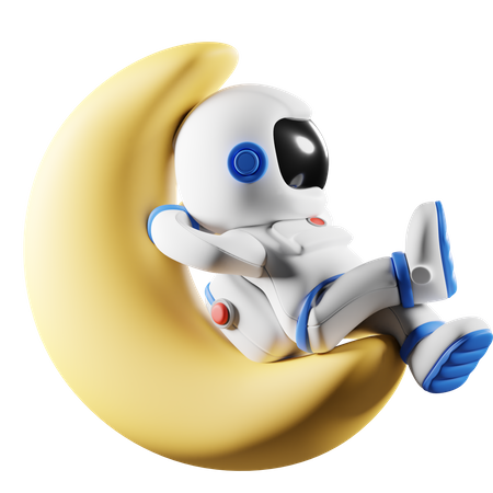 Astronauta relajándose en la luna  3D Illustration