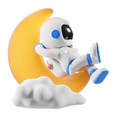 Astronauta relaxa na lua  3D Icon