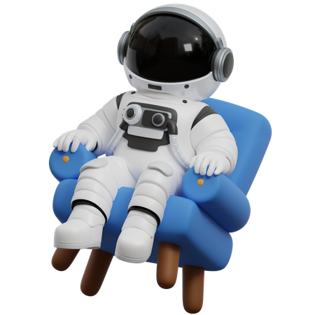 Astronauta relaxando uma cadeira  3D Illustration