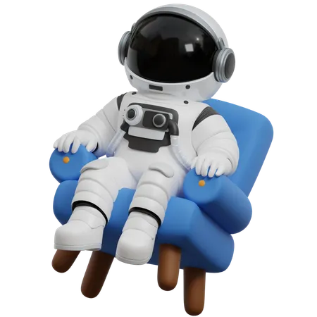 Astronauta relaxando uma cadeira  3D Illustration