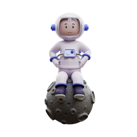 Astronauta subiendo a la luna  3D Illustration