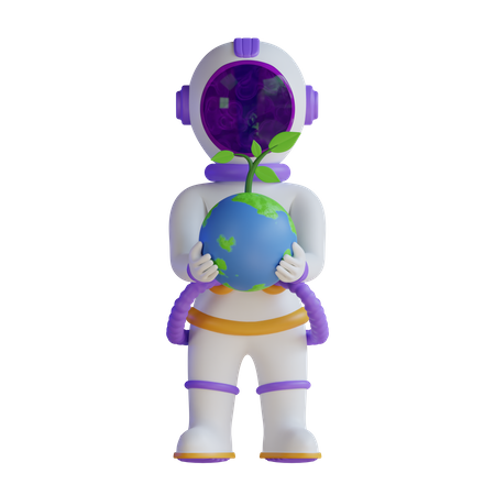 Astronauta salva a Terra  3D Illustration