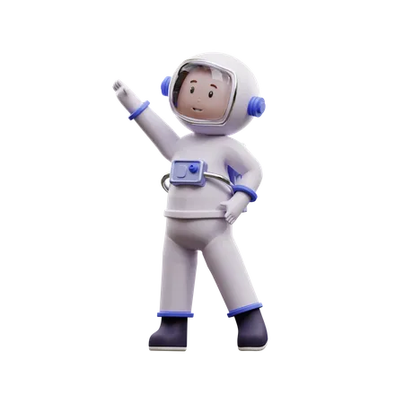 El astronauta se siente feliz  3D Illustration