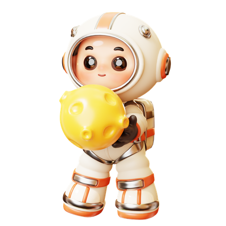 Astronauta segurando a lua  3D Icon