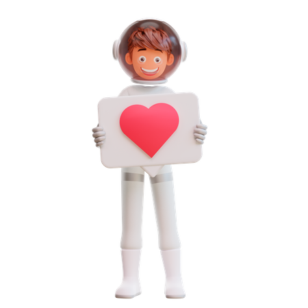 Astronauta segurando amor  3D Illustration