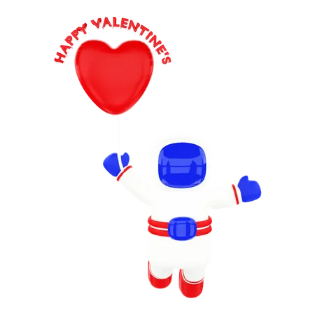 Astronauta segurando balão de amor  3D Illustration