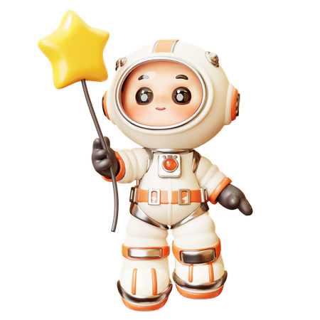 Astronauta segurando balão estelar  3D Icon