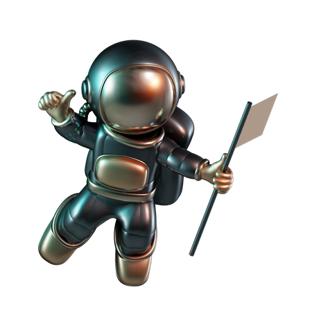 Astronauta segurando bandeira  3D Icon