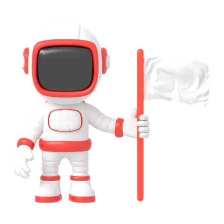 Astronauta segurando bandeira  3D Illustration